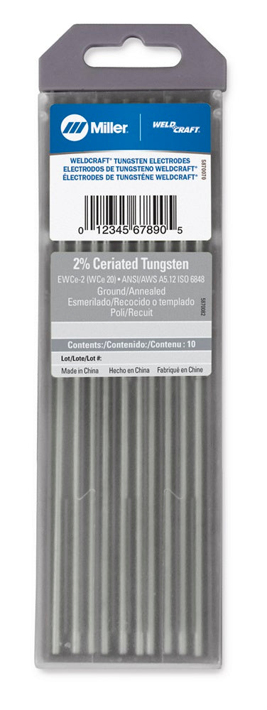 Weldcraft™ 2% Ceriated Tungsten, 3/32" x 7" (2.4 mm. X 175 mm.)